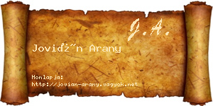 Jovián Arany névjegykártya
